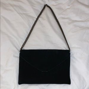 Black Suede J.Crew Front Flap Purse/Clutch